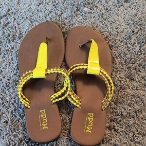 Mudd Yellow and Brown Braided Sandals